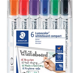 Staedtler 341 Lumocolor Whiteboard Marker Bullet 1-2mm Assorted Wallet of 6