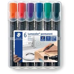 Staedtler 350 Lumocolor Permanent Marker Chisel 2-5mm Assorted Wallet Of 6