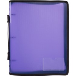 Marbig Zipper Binder With Handle A4 3 O-Ring 25mm Purple