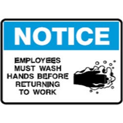 Brady Safety Sign Notice Wash Hands Before Returning To Work (Picto) 450W x 300mmH Metal