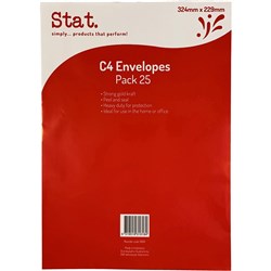 Stat Peel And Seal Envelope C4 Kraft Pack of 25