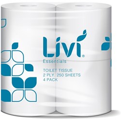 Livi Essentials Toilet Tissue 2 Ply 250 Sheets Pack 4 Carton Of 12