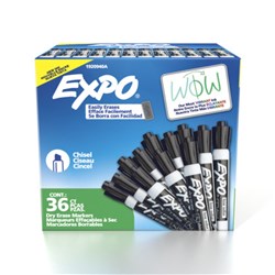 Expo Dry Erase Whiteboard Marker Chisel Tip Black Black Box of 36
