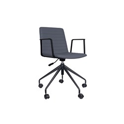 Rapidline Pixel Breakout Room Chair With Arms Black Legs French Navy PU Leather Seat