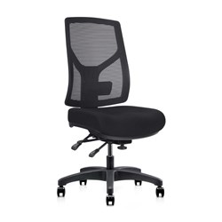 Rapidline Gust Ergonomic Heavy Duty Chair High Mesh Back Fabric Seat Black