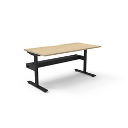 Rapidline Halo Static Single Sided Workstation + Cable Tray 1500Wx750Dx730mmH Oak/Black