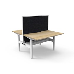 Rapidline Halo Static Back To Back Workstation+Screen+Tray 2 Person 1200W x 1330mmH Oak/Wht