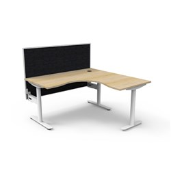 Rapidline Halo Static Corner Workstation + Screen 1500/1500W x 1330mmH Oak/White