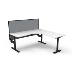 Rapidline Halo Static Corner Workstation + Screen 1800/1800W x 1330mmH White/Blk