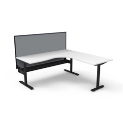 Rapidline Halo Static Corner Workstation + Screen + Tray 1800/1800W x 1330mmH White/Blk