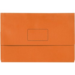 Marbig Slimpick Manilla Document Wallet Foolscap 30mm Gusset Orange Pack Of 10