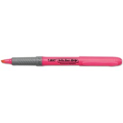 Bic Brite Liner Grip Highlighter Chisel Pink Pack of 12