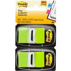 Post-It 680-BG2 Flags Twin Pack 25x43mm Bright Green Pack of 2