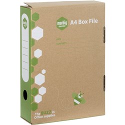 Marbig Enviro Standard Box File A4 80mm Spring Fitted Kraft