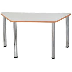 Sylex Quorum Geometry Meeting Table Trapezoid 1500W x 750D x 740mmH Chrome And Off White