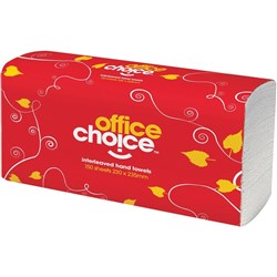 Office Choice Interleaved Ultraslim Hand Towels 1 Ply 150 Sheets Carton Of 16