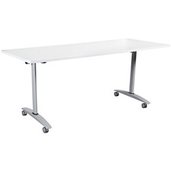Summit Flip Top Table 1500W x 750D x 745mmH White Top Silver Frame