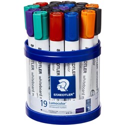 Staedtler 351 Lumocolor Whiteboard Marker Bullet 2mm Assorted Cup of 19