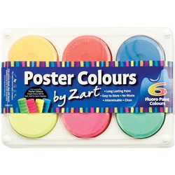 Zart Poster Colours Paint Assorted Fluorescent Colours Pack of 6