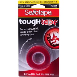 Sellotape Tough Tape Mounting 19mmx1.5m Strip Heavy Duty Clear