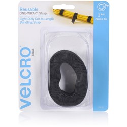 Velcro Brand Reusable Light Duty One Wrap 25mm x 2m Bundling Strap Black